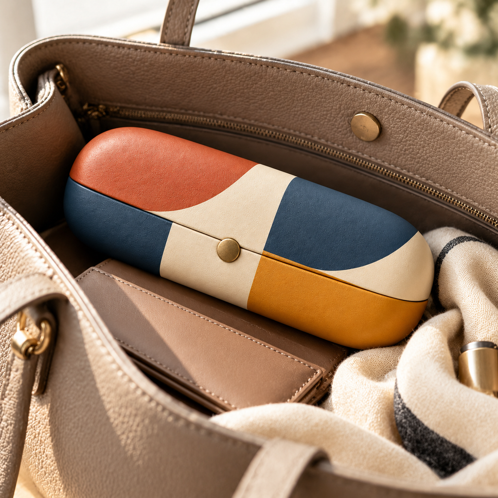 Retro Colorblock Eyeglass Case