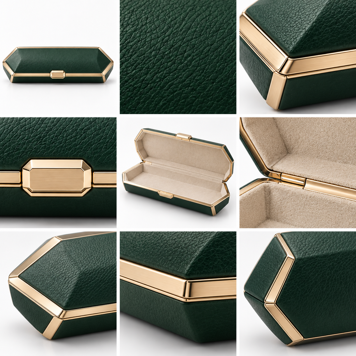Emerald Luxe Geometric Eyeglass Case