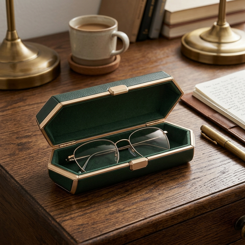 Emerald Luxe Geometric Eyeglass Case