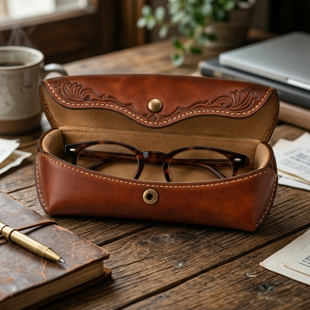 Vintage Western Leather Eyeglass Case