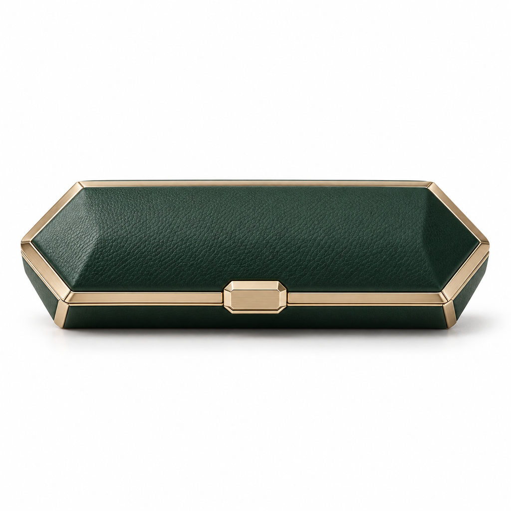 Emerald Luxe Geometric Eyeglass Case
