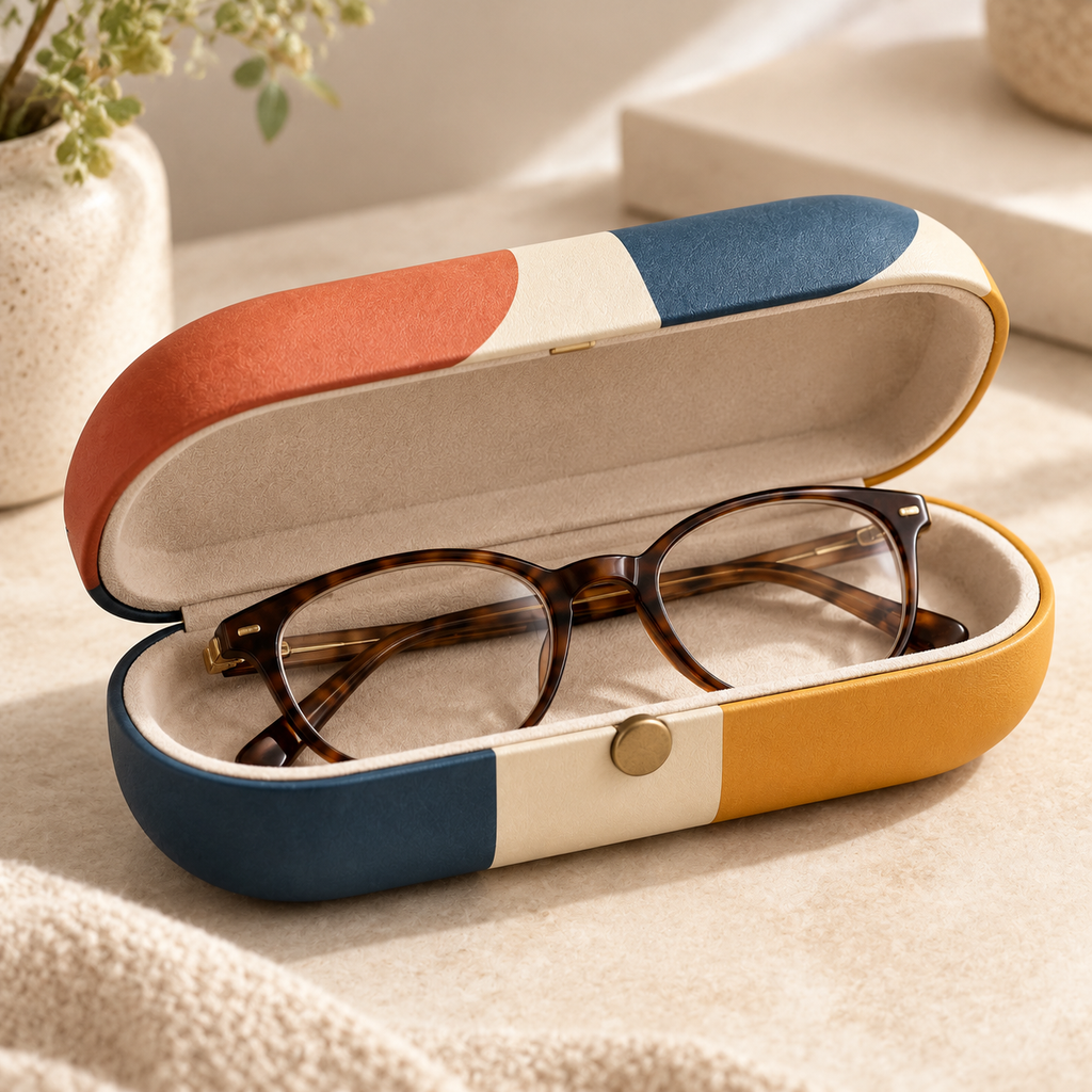 Retro Colorblock Eyeglass Case
