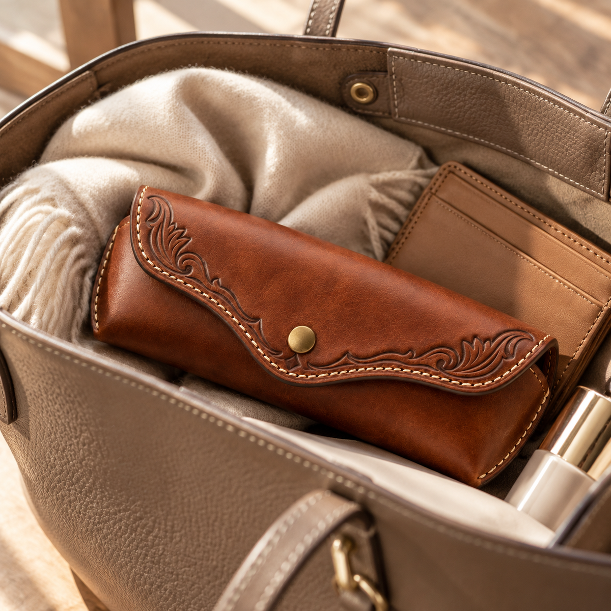 Vintage Western Leather Eyeglass Case